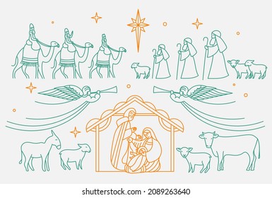 Biblical elements for postcards or Christmas designs. Suitable for postcards, patterns and Christmas designs.