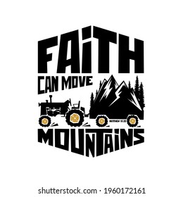 Biblical illustration. Christian art. Faith can move mountains.