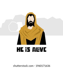 Biblical illustration. Christian art. He is alive.