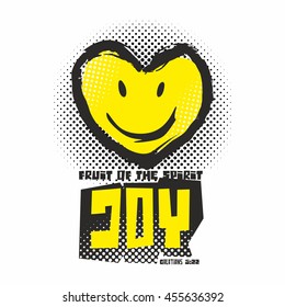 Biblical illustration. Christian lettering. Fruit of the spirit - joy. Galatians 5:22