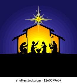 Biblical Illustration Christmas Story Mary Joseph Stock Vector (Royalty ...