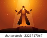 Biblical illustration series, Abraham, And he brought him outside and said, Look toward heaven, and number the stars, if you are able to number them. Then he said to him, So shall your offspring be