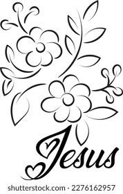 Biblical Phrase with Floral Design. Christian typography for print or use as poster, card, flyer or T shirt