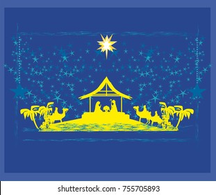 Biblical scene - birth of Jesus in Bethlehem.