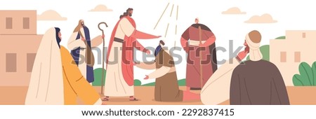 Biblical Scene Jesus Heals Sick Characters With Various Afflictions, Including The Blind, The Deaf, And The Lame