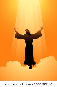 Biblical silhouette illustration series. The ascension day of Jesus Christ theme