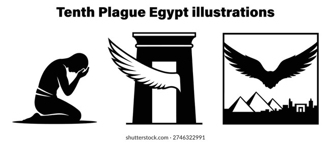 Biblical tenth plague of Egypt illustrated in dramatic silhouettes