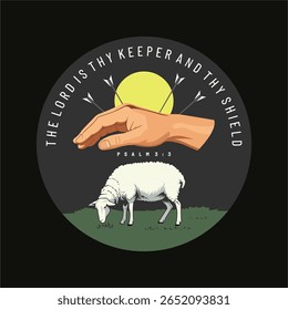 Biblical vector illustration. The Lord protects you from all harm.