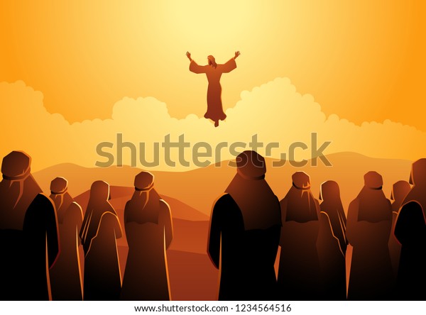 Biblical vector illustration series, The ascension\
of Jesus