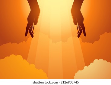 Biblical vector illustration series, The Creation of the World, the first day, light was created