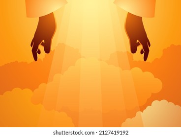 Biblical vector illustration series, The Creation of the World, the second day, the sky was created