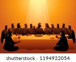Biblical vector illustration series, Jesus shared with his Apostles in Jerusalem before his crucifixion, The Last Supper