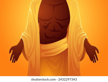 Biblical vector illustration series, Jesus shows his disciples his wounds