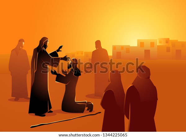 Biblical Vector Illustration Series Jesus Heals Stock Vector (Royalty ...