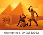 Biblical vector illustration series, Jews in slavery in ancient Egypt