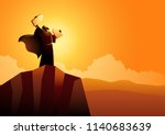 Biblical vector illustration series, Moses and Ten Commandments