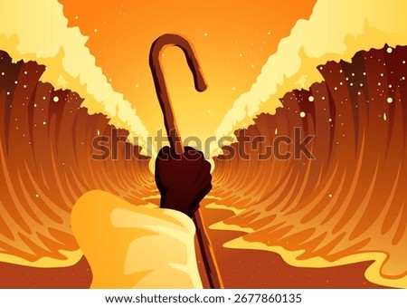 Biblical vector illustration series, Moses Parting the Red Sea