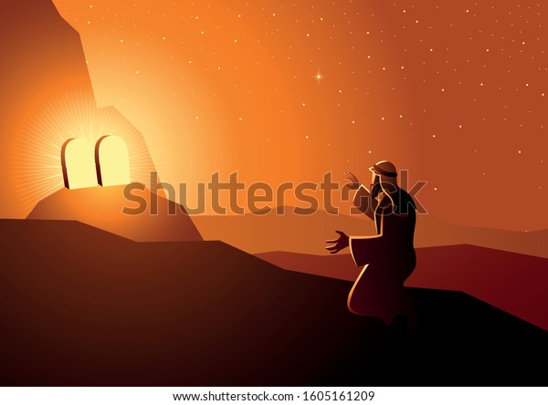 Biblical Vector Illustration Series Moses Received Stock Vector ...