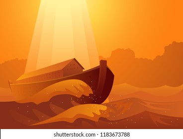 Biblical vector illustration series, Noah's ark and the great flood