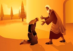 Biblical Vector Illustration Series, Parable Of The Prodigal Son