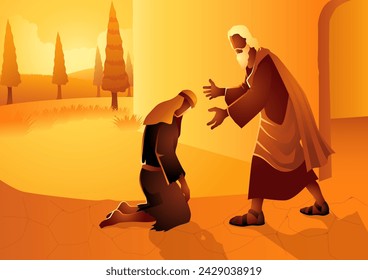 Biblical vector illustration series, parable of the prodigal son svg