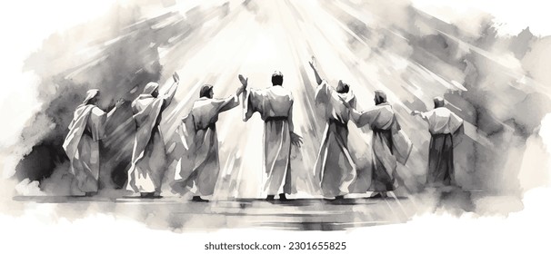 Bibelvektorgrafik-Serie, Pentecost auch Whit Sunday, Whitsunday oder Whitsun genannt. Es erinnert an den Abstieg des Heiligen Geistes auf die Apostel und andere Anhänger Jesu Christi