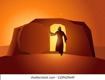 Biblical vector illustration series, the resurrection of Jesus or resurrection of Christ