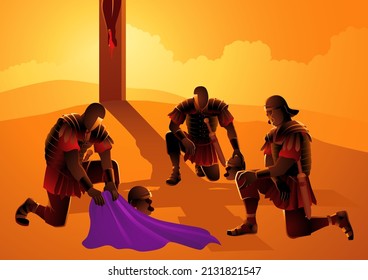 Biblical vector illustration series, Roman soldiers gambling for Christ’s clothes