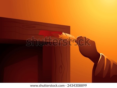 Biblical vector illustration series, the sacred moment when the Israelites marked their lintels during the Passover
