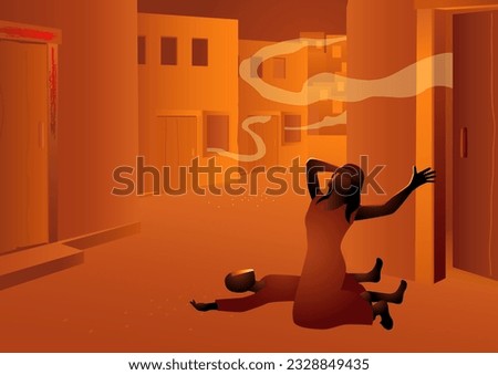 Biblical vector illustration series, the ten plagues of Egypt, tenth plague, plague of the firstborn