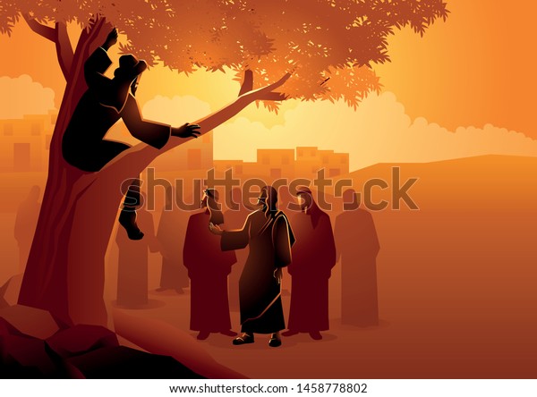 Biblical Vector Illustration Series Zacchaeus Climbed Stock Vector ...