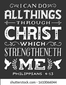 Biblical Verse - Philippians 4:13, Hand-Lettered Motivational/Inspirational Poster