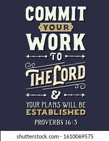 Biblical Verse - Proverbs 16:3, Hand-Lettered Motivational/Inspirational Poster