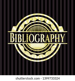 Bibliography gold emblem or badge. Vector Illustration. Detailed.