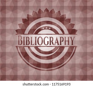 Bibliography red badge with geometric pattern. Seamless.