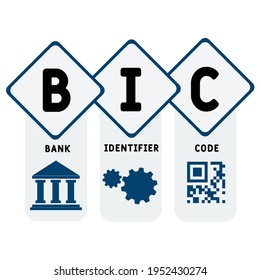 BIC - Bank Identifier Code acronym. business concept background.  vector illustration concept with keywords and icons. lettering illustration with icons for web banner, flyer, landing page