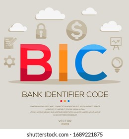  BIC mean (bank identifier code) ,letters and icons,Vector illustration.