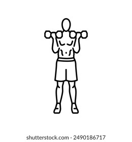 Bicep Curls line icon. Vector isolated element. Editable stroke.