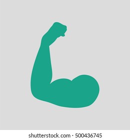 Bicep icon. Gray background with green. Vector illustration.