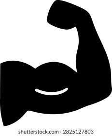 Bicep muscle arm flex icon showing strength and power with strength bodybuilding training exercise muscular silhouette