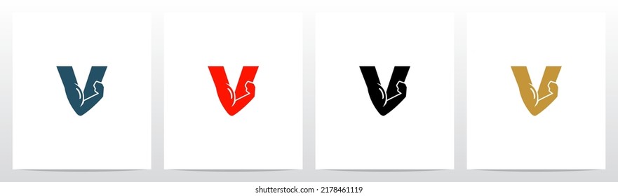 Bicep Muscle Arm On Letter Logo Design V