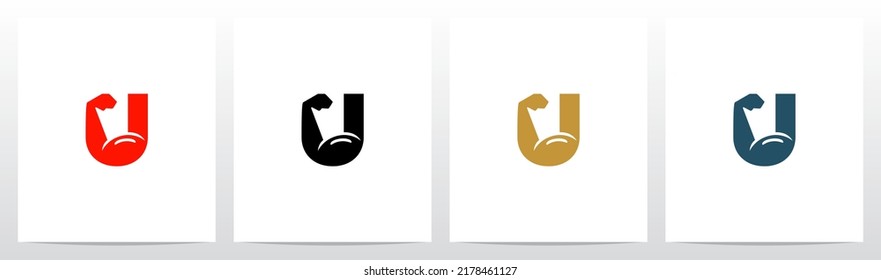 Bicep Muscle Arm On Letter Logo Design U