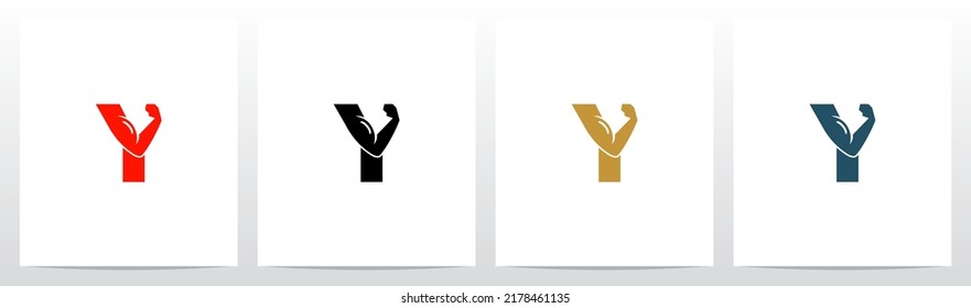 Bicep Muscle Arm On Letter Logo Design Y