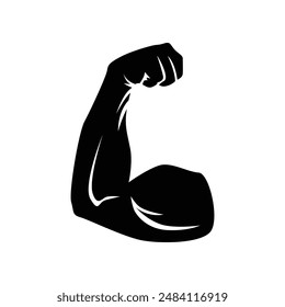 bicep muscle arm strength silhouette. biceps musclar arm icon isolated on transparent background. Sport and fitness symbol