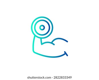 Bicep muscle measuring line icon