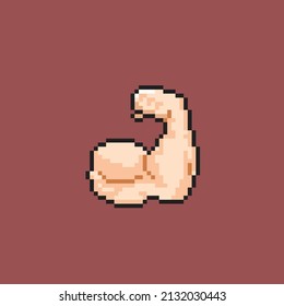 bicep pose in pixel style