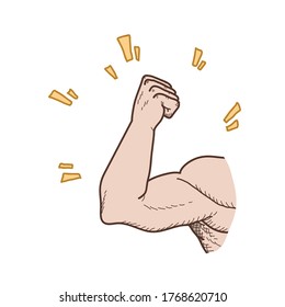 Bicep Of A Strong Arm, A Hand Drawn Vector Doodle Illustration Of A Strong Man Bicep