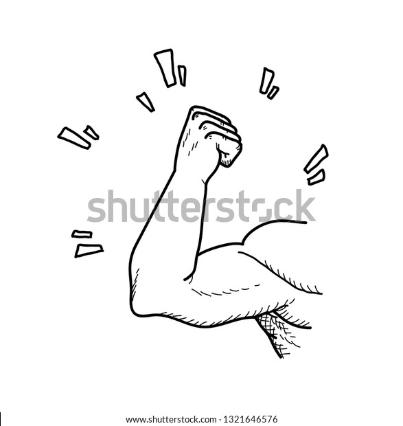 強い腕の上腕二頭筋 強い男性二頭筋の手描きのベクトル落書きイラスト のベクター画像素材 ロイヤリティフリー