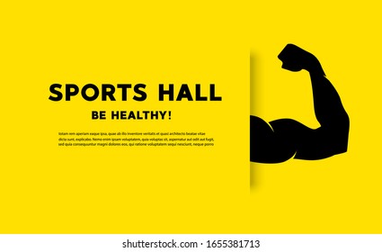 Biceps arm vector icon, muscular bodybuilder pose icon