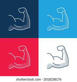 Biceps blue and red four color minimal icon set